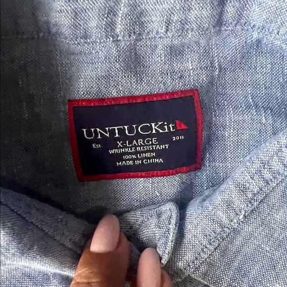 UNTUCKit Men's Light Blue linen  Casual Button Down Shirt - Picture 2 of 8